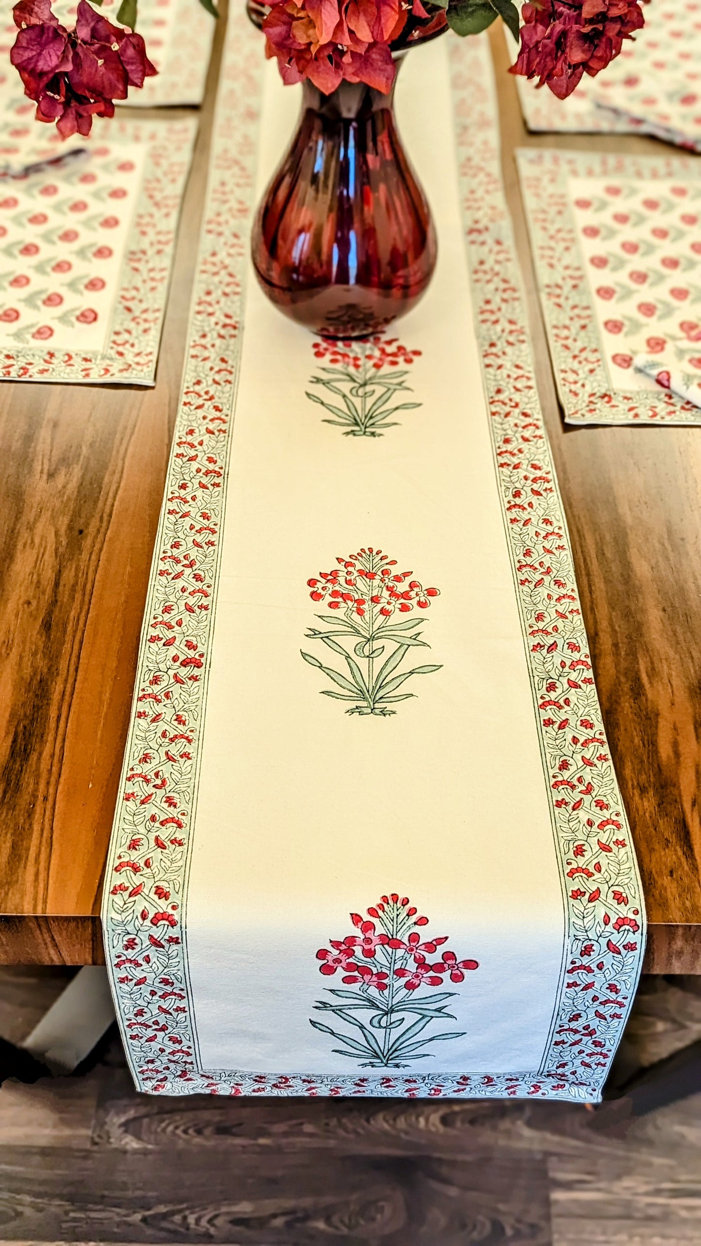 Anaari Red - Block Print Table Linen Set