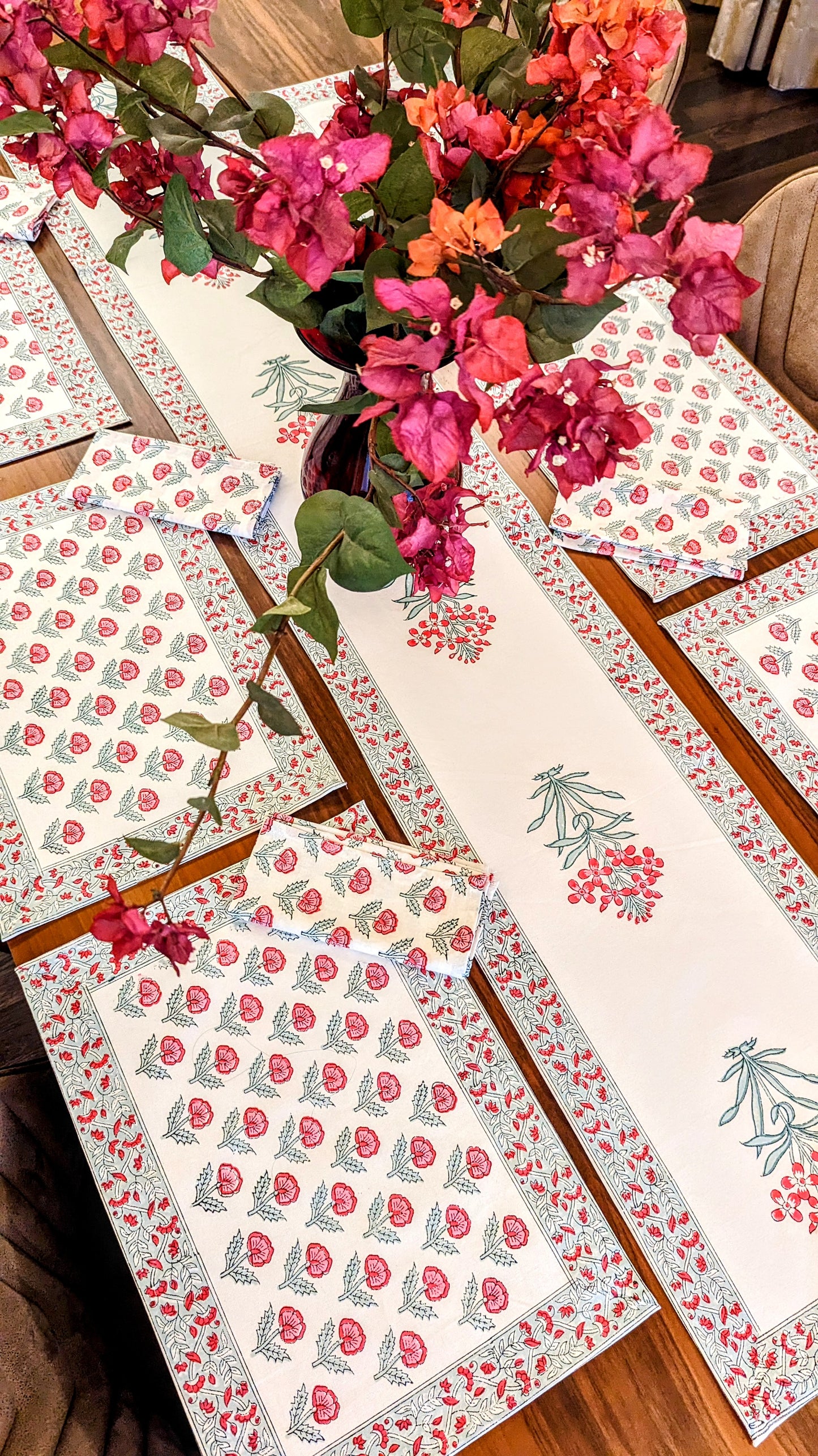 Anaari Red - Block Print Table Linen Set